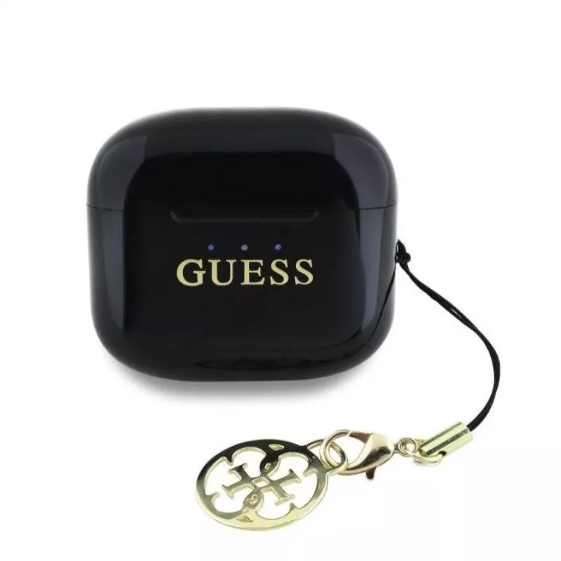 Guess Glossy Effect Printed Classic Logo & Charm TWS Bluetooth-oordopjes met oplaadcase (zwart)