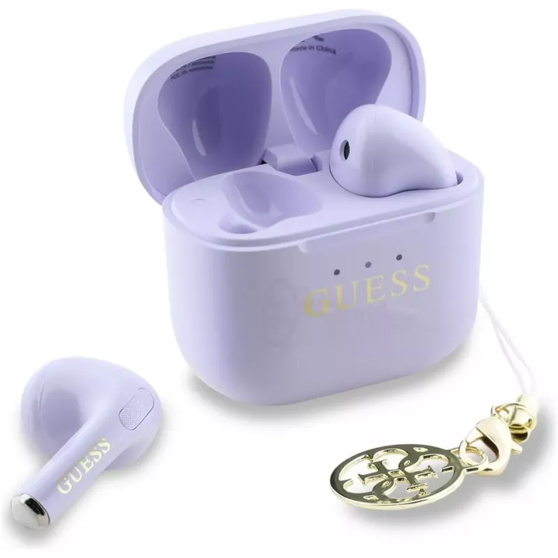 Guess Glossy Effect Printed Classic Logo & Charm TWS-oordopjes lavendel