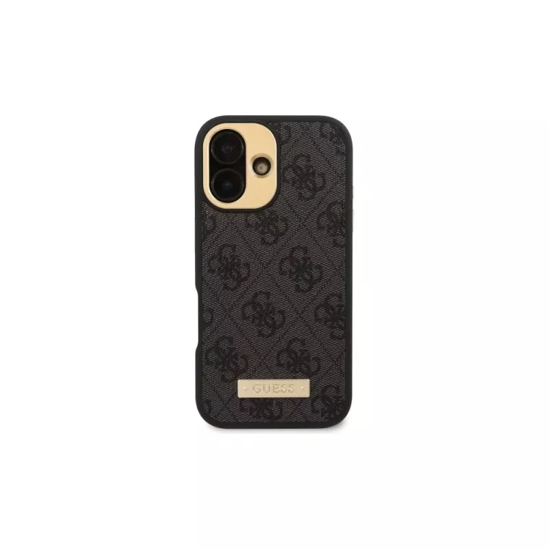 Guess GUHMP16MU4GPRK iPhone 16 Plus 6,7 inch zwarte hardcase met 4G Logo Plate en MagSafe