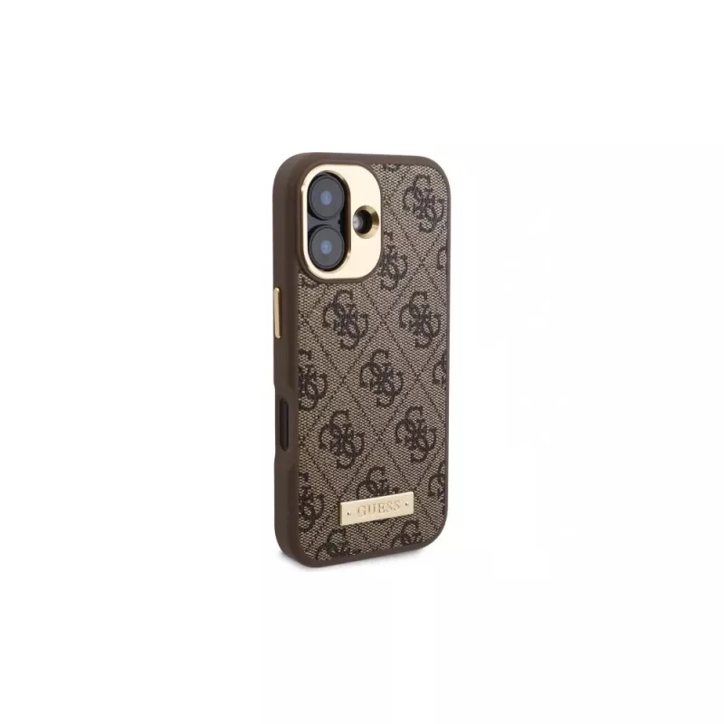 Guess GUHMP16SU4GPRW iPhone 16 6,1 inch bruine hardcase 4G Logo Plate MagSafe