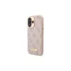 Guess GUHMP16SU4GPRP iPhone 16 6,1 inch roze hardcase met 4G-logo-plaat en MagSafe