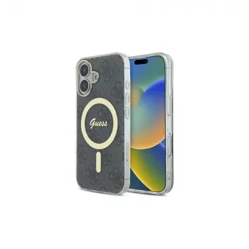 Guess GUHMP16MH4STK hardcase voor Apple iPhone 16 Plus 6,7 inch zwart IML 4G MagSafe