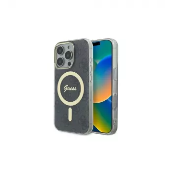 Guess GUHMP16LH4STK hardcase voor Apple iPhone 16 Pro 6,3 inch zwart IML 4G MagSafe