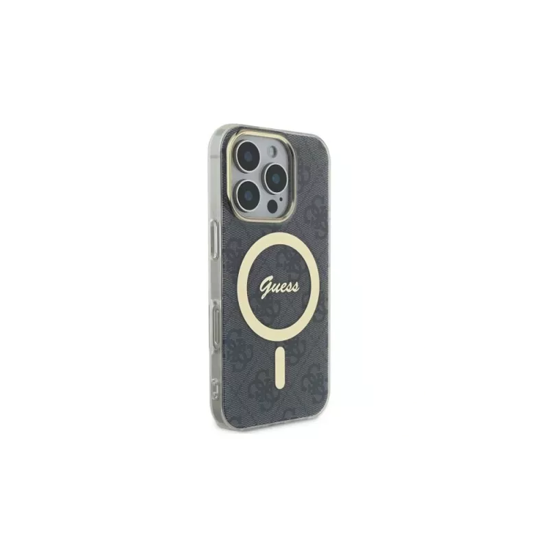 Guess GUHMP16LH4STK hardcase voor Apple iPhone 16 Pro 6,3 inch zwart IML 4G MagSafe