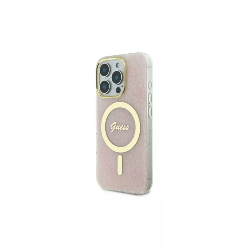 Guess GUHMP16LH4STP hardcase IML 4G MagSafe voor iPhone 16 Pro 6,3 inch roze