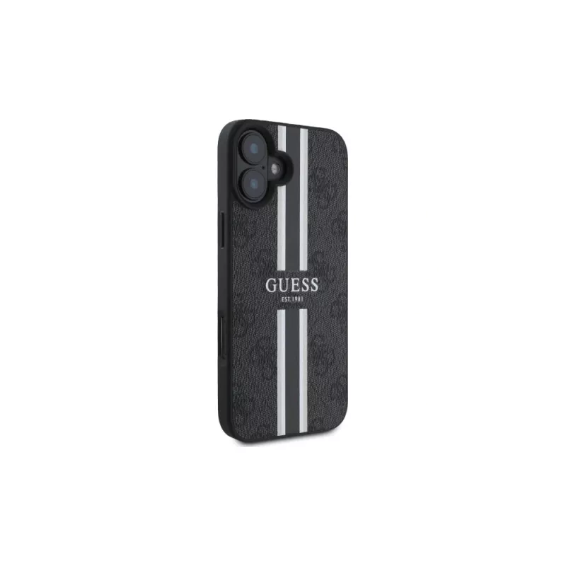 Guess GUHMP16SP4RPSK iPhone 16 6.1 inch hardcase zwart 4G Printed Stripes MagSafe