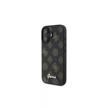 Guess Peony Script MagSafe case voor iPhone 16 Plus (zwart)