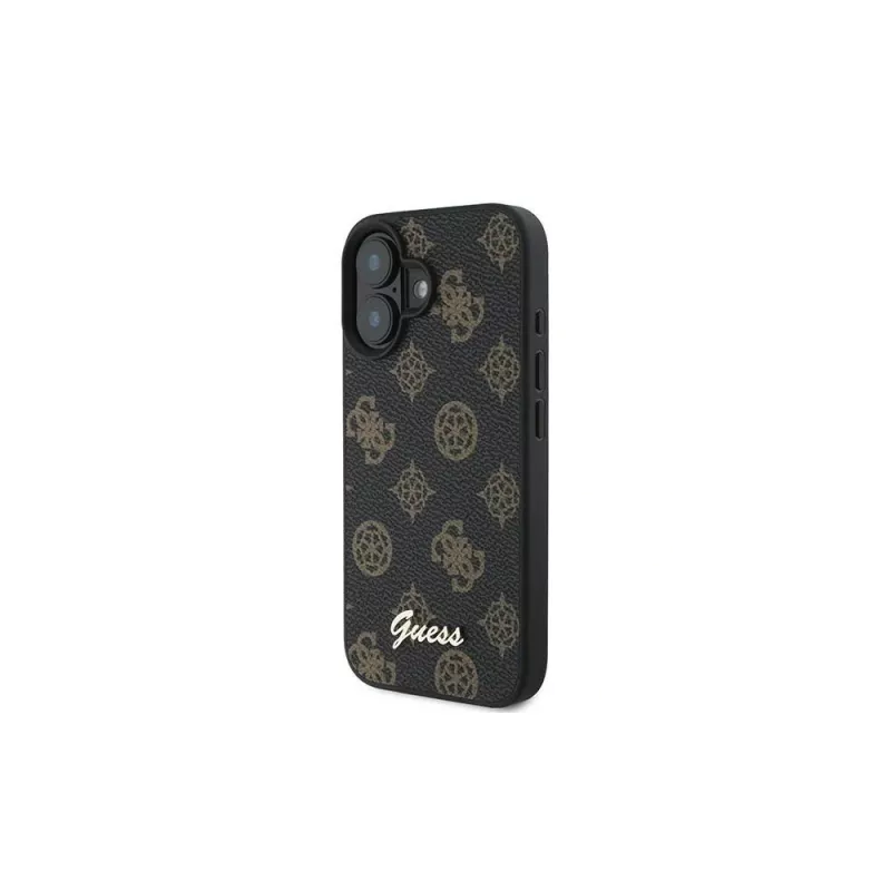 Guess Peony Script MagSafe case voor iPhone 16 Plus (zwart)