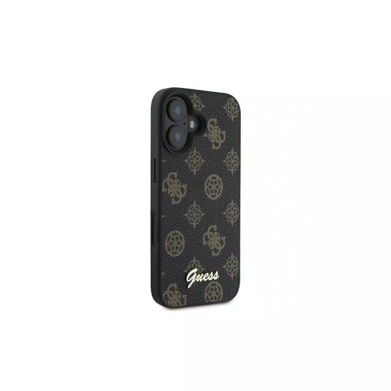 Guess Peony Script MagSafe case voor iPhone 16 Plus (zwart)
