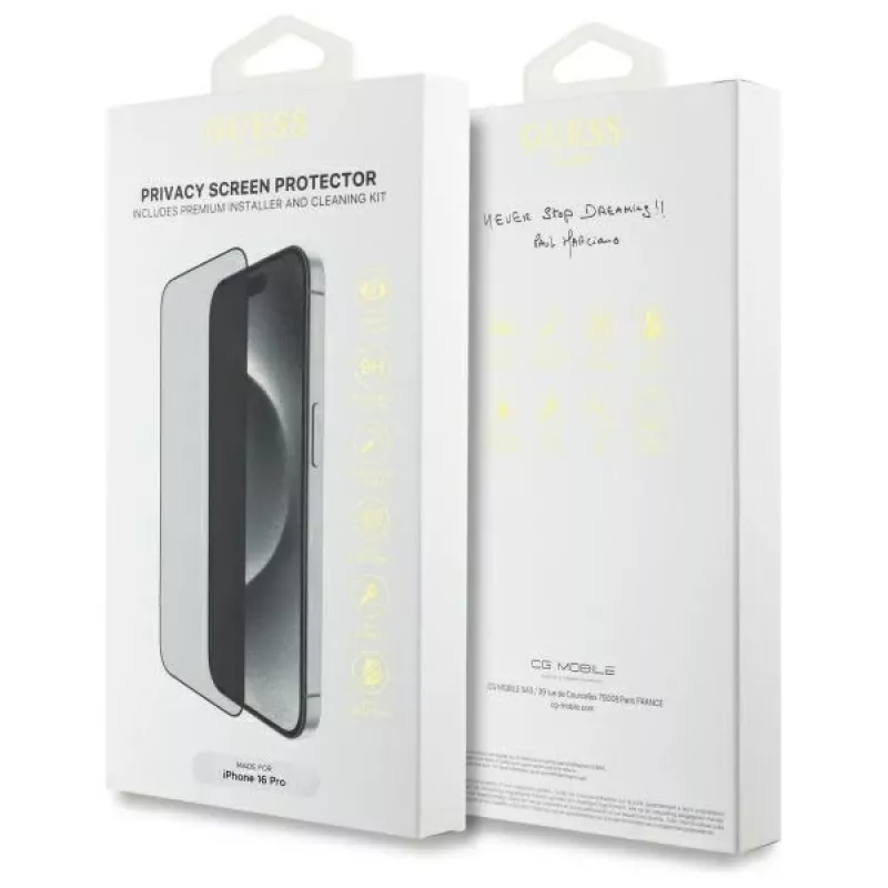 Guess GUTGP16LBOKGCIP iPhone 16 Pro 6,3 inch privacy screenprotector 2.5D Outline - gehard glas