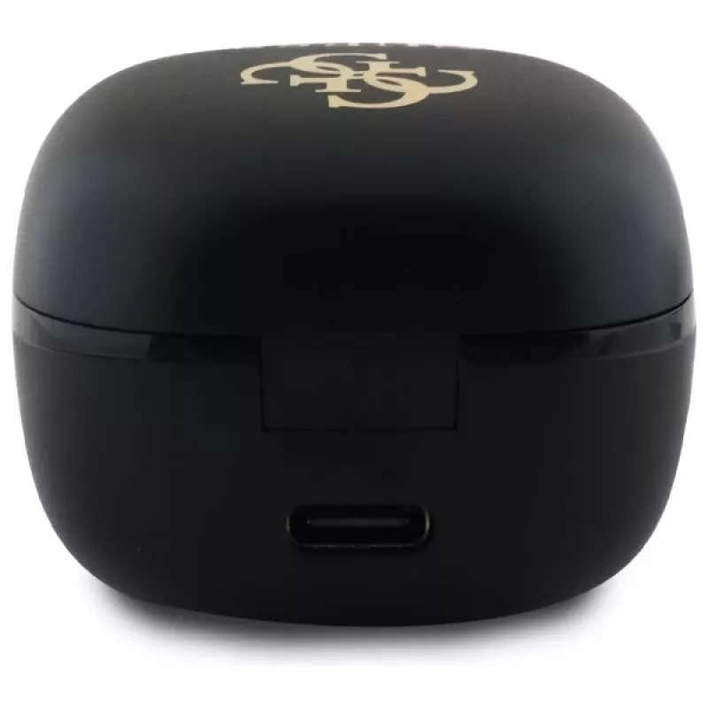 Guess GUTWSJ144ESK True Wireless Stereo Bluetooth-oordopjes met oplaadcase, zwart iriserend 4G Printed Logo