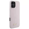 Guess GUHCP16SSMBSLP iPhone 16 6,1 inch roze silicone hardcase met Script metalen logo en frame