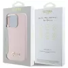 Guess GUHCP16LSMBSLP iPhone 16 Pro 6,3 inch roze silicone hardcase met Script metalen logo & frame