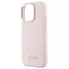 Guess GUHCP16LSMBSLP iPhone 16 Pro 6,3 inch roze silicone hardcase met Script metalen logo & frame