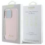 Guess GUHCP16XSMBSLP iPhone 16 Pro Max 6,9 inch roze silicone hardcase met Metal Script logo & frame