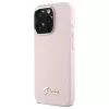 Guess GUHCP16XSMBSLP iPhone 16 Pro Max 6,9 inch roze silicone hardcase met Metal Script logo & frame