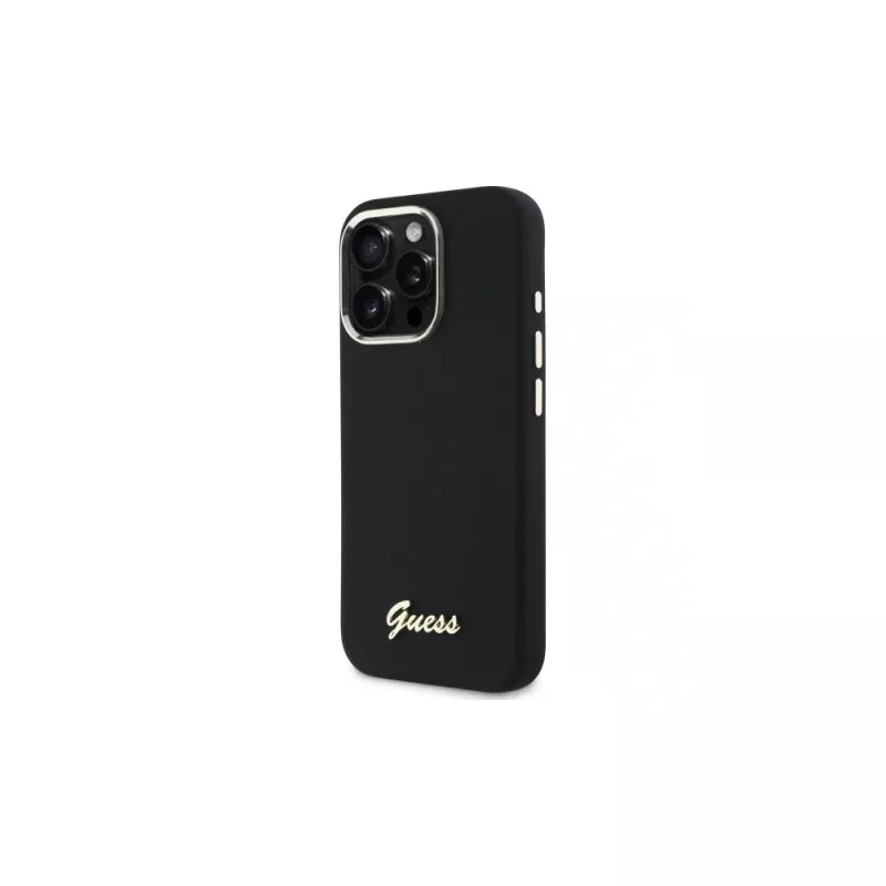 Guess GUHCP16LSMBSLK iPhone 16 Pro 6,3 inch zwarte hardcase siliconen Script Metal Logo & Frame