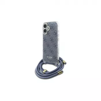 Guess GUHCP16SHC4SEB iPhone 16 6,1 inch blauwe hardcase Crossbody Cord 4G Print