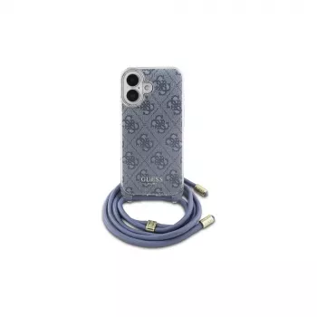 Guess GUHCP16SHC4SEB iPhone 16 6,1 inch blauwe hardcase Crossbody Cord 4G Print