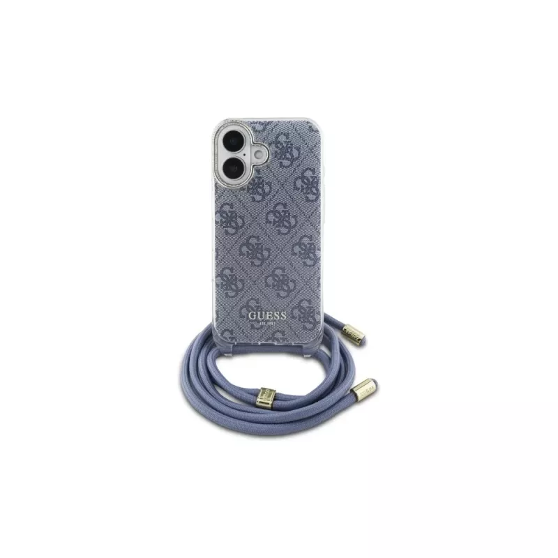 Guess GUHCP16SHC4SEB iPhone 16 6,1 inch blauwe hardcase Crossbody Cord 4G Print