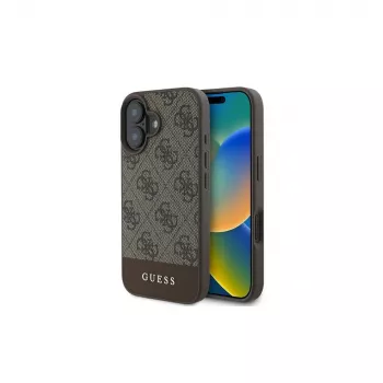 Guess 4G Bottom Stripe Case voor iPhone 16 Plus (bruin)