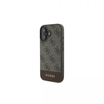 Guess 4G Bottom Stripe Case voor iPhone 16 Plus (bruin)