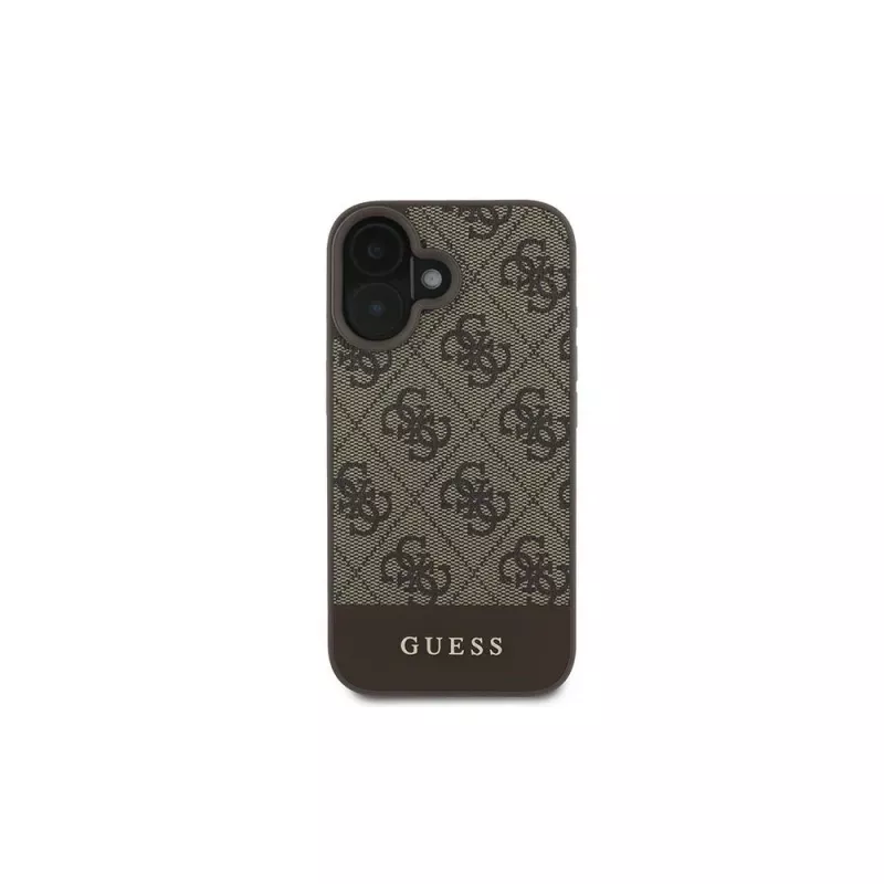 Guess 4G Bottom Stripe Case voor iPhone 16 Plus (bruin)