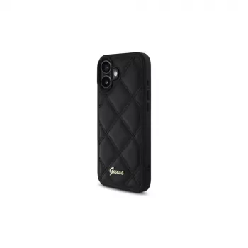 Guess Quilted Metal Logo hardcase voor Apple iPhone 16 Plus 6,7 inch - zwart