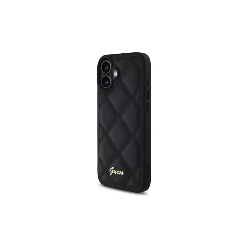 Guess Quilted Metal Logo hardcase voor Apple iPhone 16 Plus 6,7 inch - zwart