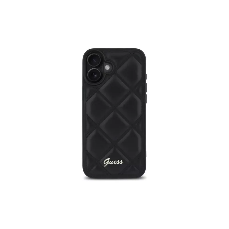 Guess Quilted Metal Logo hardcase voor Apple iPhone 16 Plus 6,7 inch - zwart