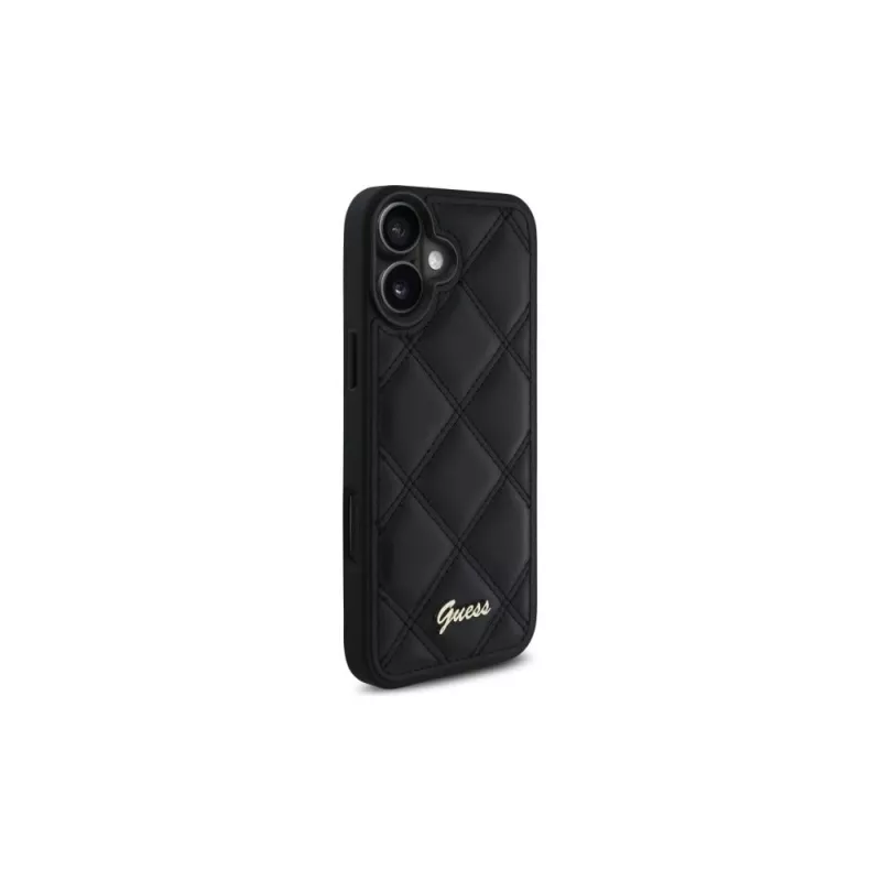 Guess Quilted Metal Logo hardcase voor Apple iPhone 16 Plus 6,7 inch - zwart