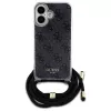 Guess GUHCP16SHC4SEK iPhone 16 6,1 inch zwarte hardcase Crossbody Cord 4G Print