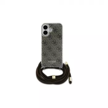 Guess GUHCP16SHC4SEW iPhone 16 6.1 hardcase crossbody koord 4G print bruin