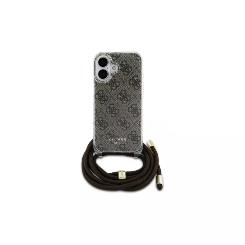 Guess GUHCP16SHC4SEW iPhone 16 6.1 hardcase crossbody koord 4G print bruin