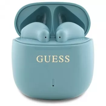 Guess Printed Classic Logo TWS Bluetooth-oordopjes met oplaadcase (turquoise)