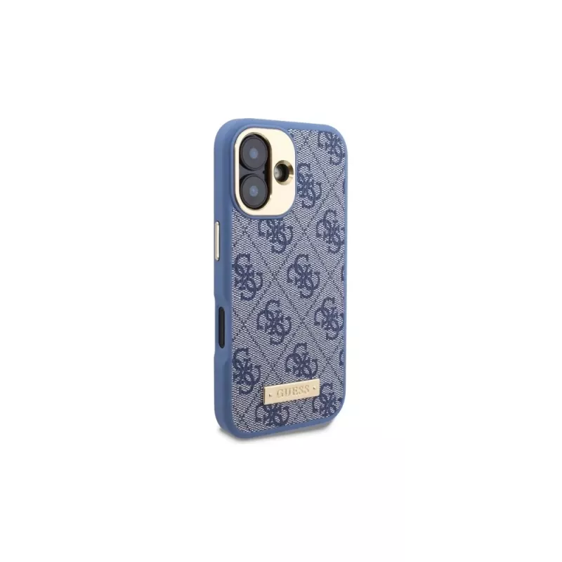 Guess GUHMP16SU4GPRB iPhone 16 6.1 hardcase blauw 4G Logo Plate MagSafe