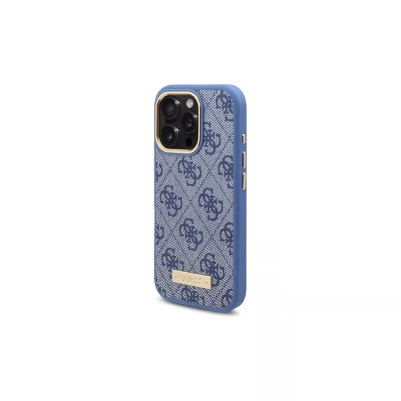 Guess GUHMP16LU4GPRB iPhone 16 Pro 6,3 inch blauwe hardcase 4G Logo Plate MagSafe