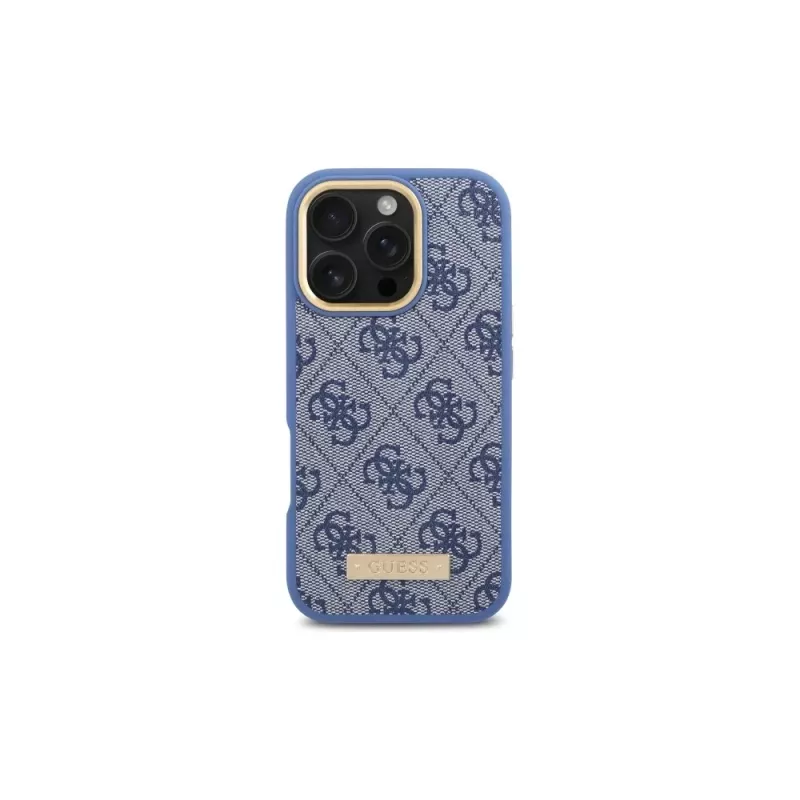 Guess GUHMP16LU4GPRB iPhone 16 Pro 6,3 inch blauwe hardcase 4G Logo Plate MagSafe