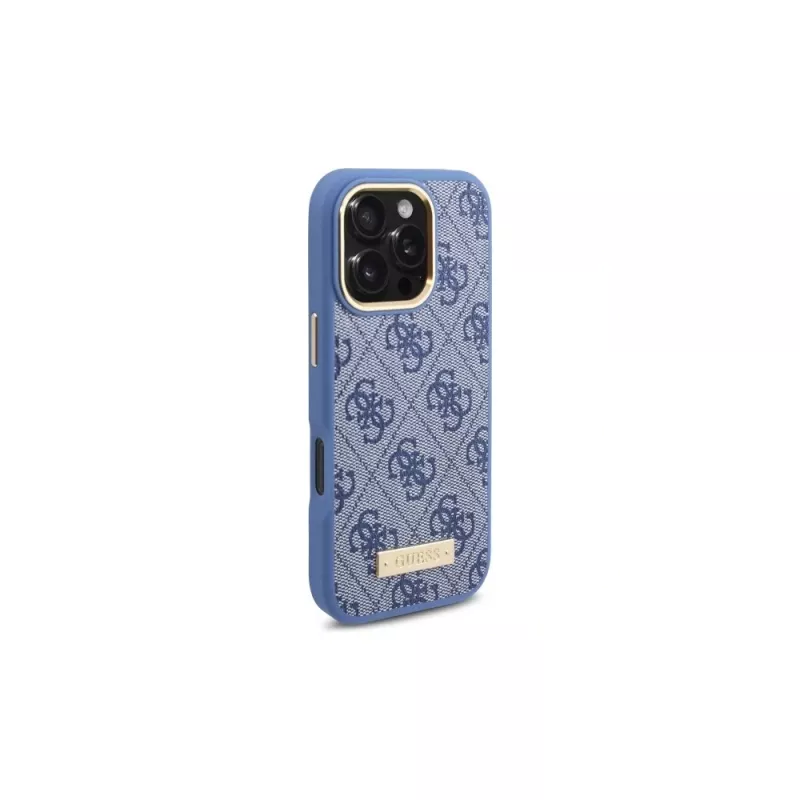 Guess GUHMP16LU4GPRB iPhone 16 Pro 6,3 inch blauwe hardcase 4G Logo Plate MagSafe