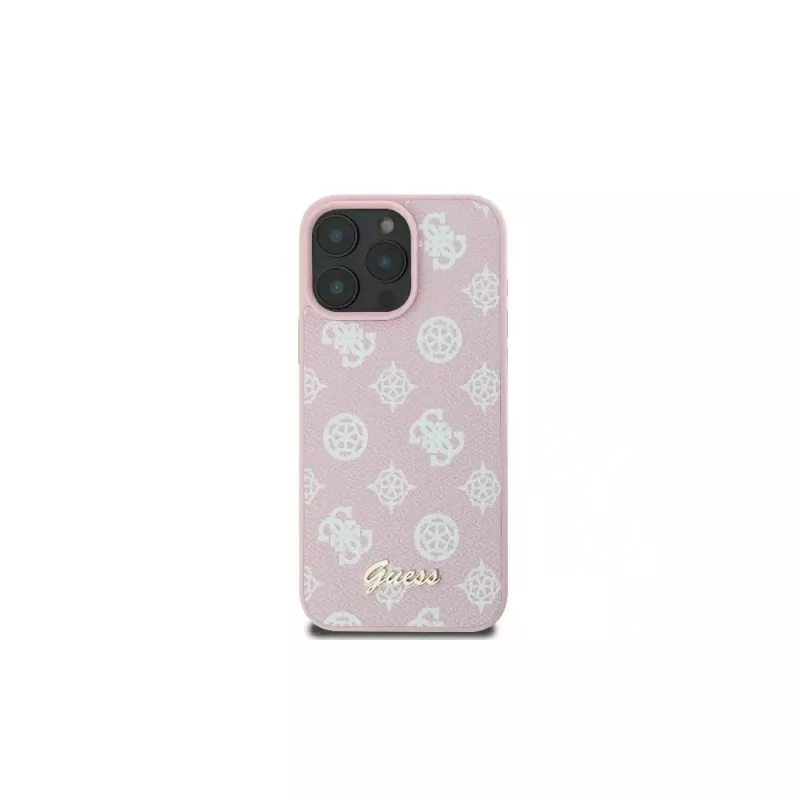 Guess GUHMP16LPGPYSP iPhone 16 Pro 6,3 inch roze hardcase Peony Script Logo MagSafe