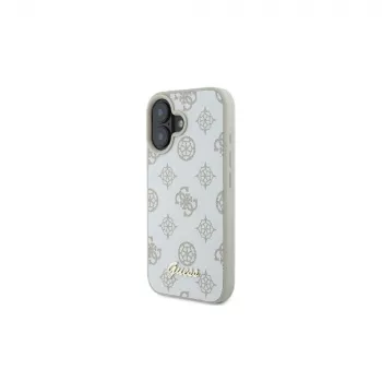 Guess GUHMP16SPGPYSH iPhone 16 6,1 inch witte hardcase Peony Script Logo MagSafe