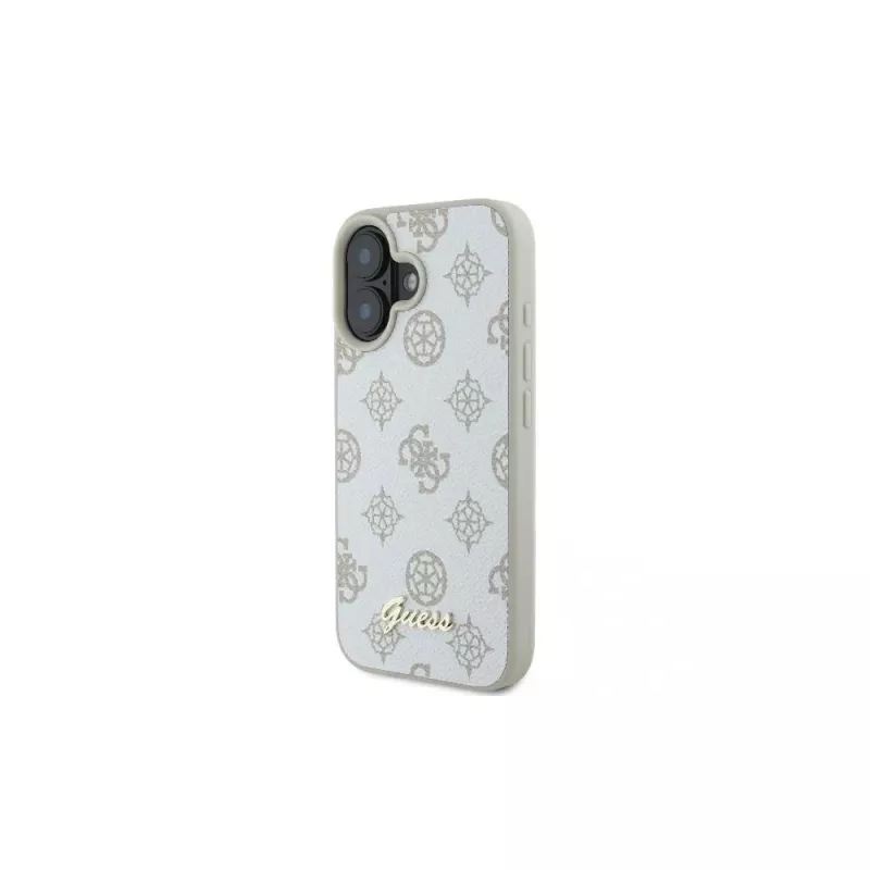 Guess GUHMP16SPGPYSH iPhone 16 6,1 inch witte hardcase Peony Script Logo MagSafe