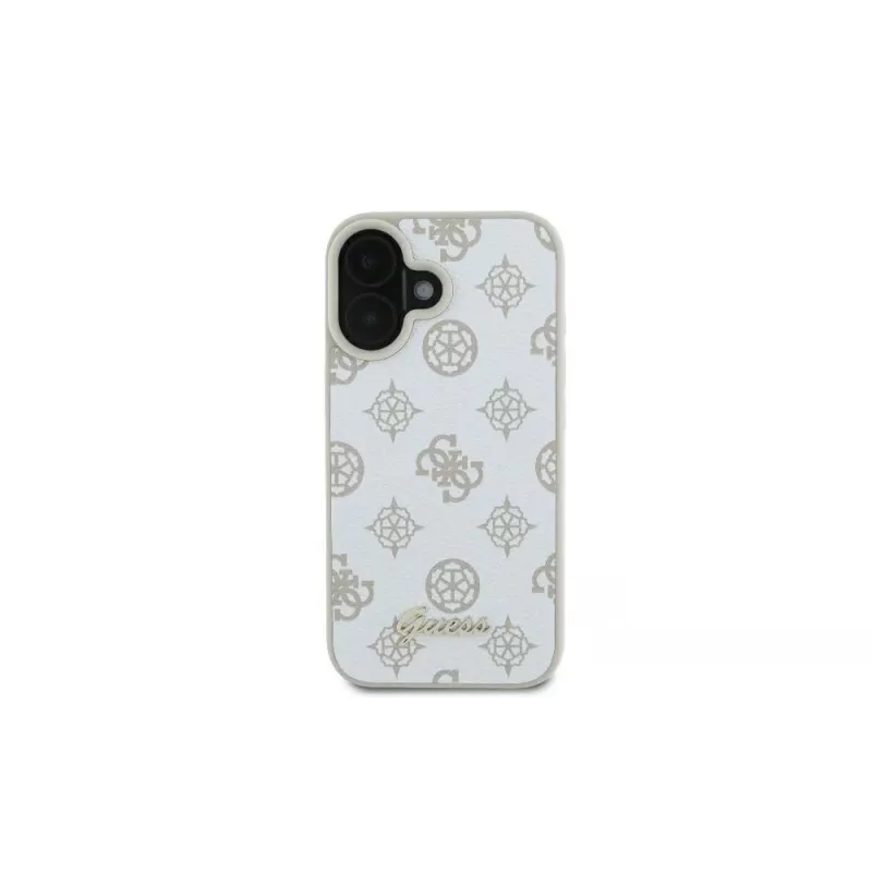 Guess GUHMP16SPGPYSH iPhone 16 6,1 inch witte hardcase Peony Script Logo MagSafe