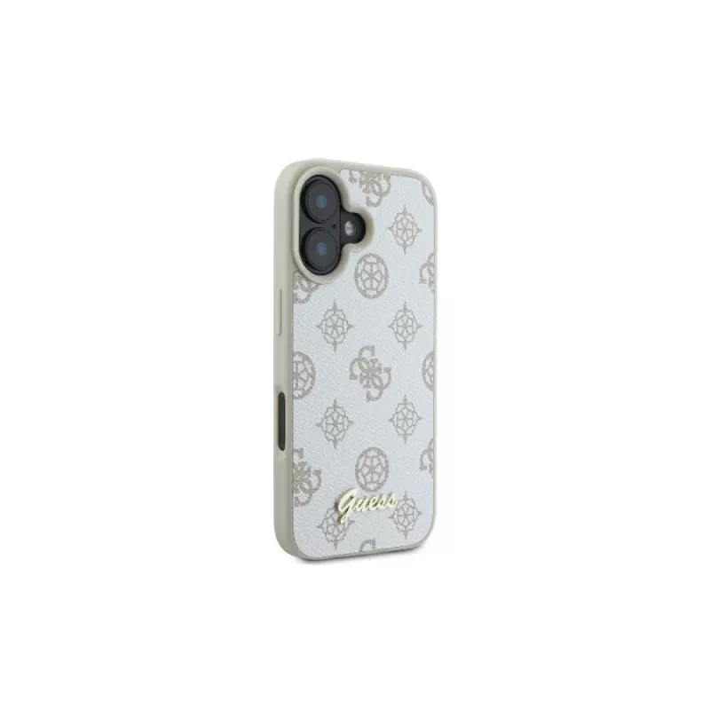 Guess GUHMP16SPGPYSH iPhone 16 6,1 inch witte hardcase Peony Script Logo MagSafe