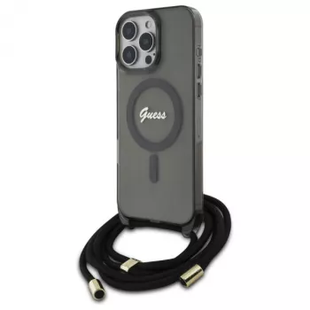 Guess GUHMP16LHCTSGNSK iPhone 16 Pro 6.3 hardcase crossbody koord Script MagSafe zwart