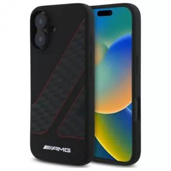 AMG AMHMP16S2SCFR iPhone 16 6,1 inch zwarte hardcase Checkered Flag Pattern MagSafe