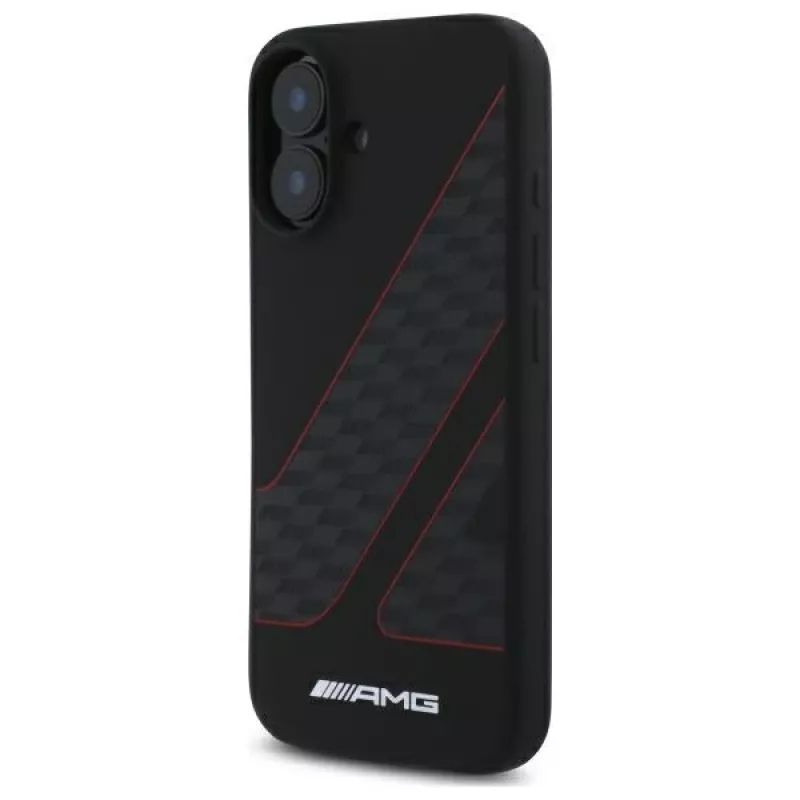 AMG AMHMP16S2SCFR iPhone 16 6,1 inch zwarte hardcase Checkered Flag Pattern MagSafe