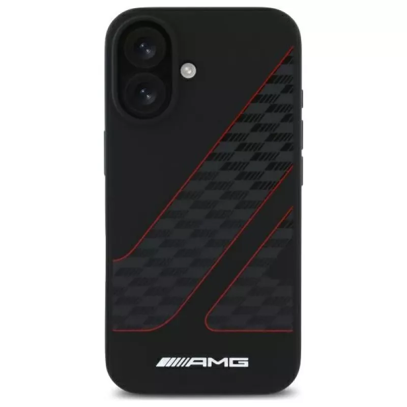 AMG AMHMP16S2SCFR iPhone 16 6,1 inch zwarte hardcase Checkered Flag Pattern MagSafe