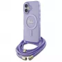Guess GUHMP16SHCTSGNSU iPhone 16 6,1 inch paarse hardcase crossbody koord Script MagSafe