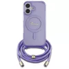 Guess GUHMP16SHCTSGNSU iPhone 16 6,1 inch paarse hardcase crossbody koord Script MagSafe